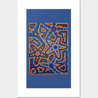 Blue & Orange Light Flower Bursts Posters and Art